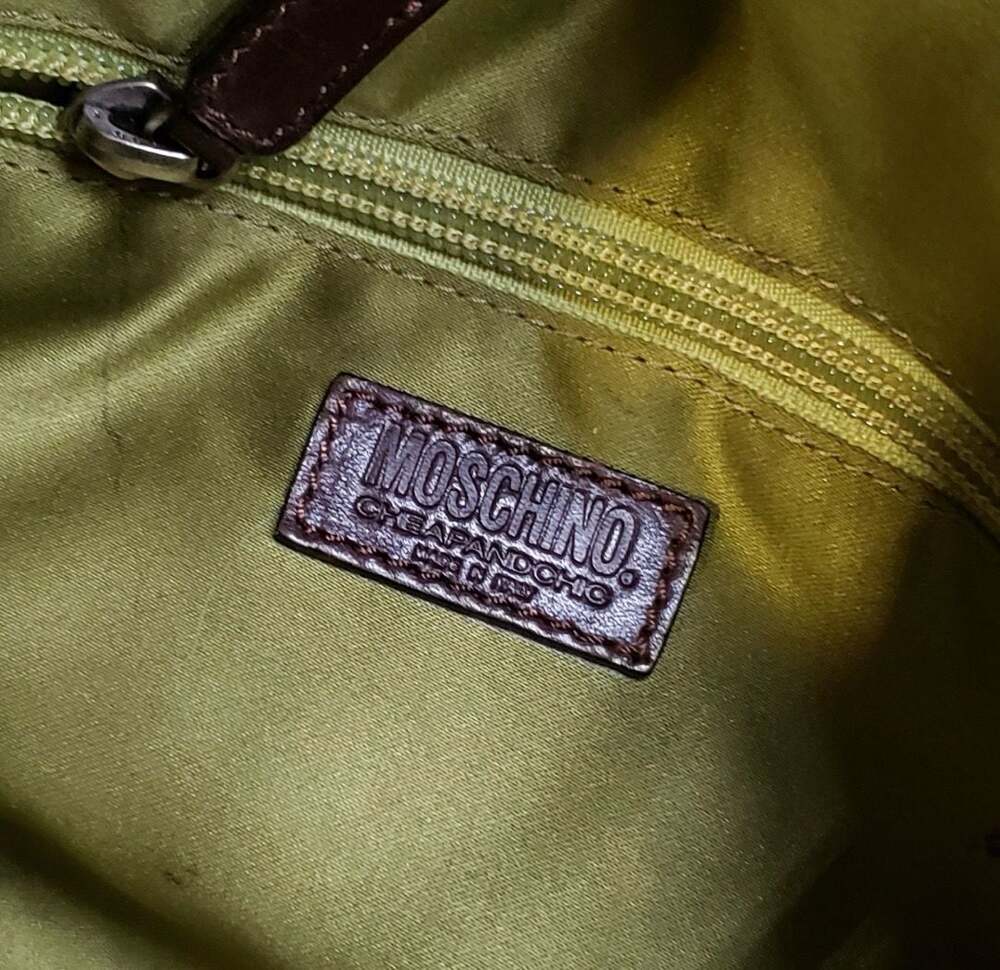Moschino Cheap and Chic Brown Suede Leather Trim Drawstring Shoulder Bag - Picture 8 of 9